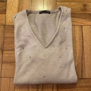 Zara soft long sleeve sweater with rhinestones